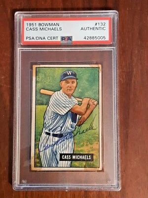 1951 Bowman Autographed Cass Michaels, #132 PSA/DNA - Image 1 of 2