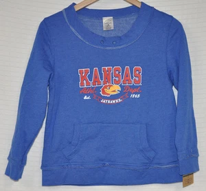 New KANSAS University KU Rivalry Threads PULLOVER Sweatshirt GIRL'S Sz XL 14/16 - Picture 1 of 5