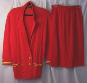 Don Sayers Wellmore for Neiman Marcus 2 Picee Suit Red Jacket 12/Skirt 6 VNC - Picture 1 of 6