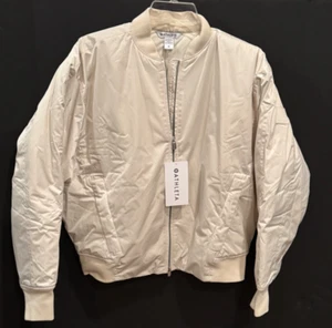 ATHLETA Sateen Bomber Cream Zip Jacket Size M Medium Short Casual Coat NEW w Tag - Picture 1 of 6