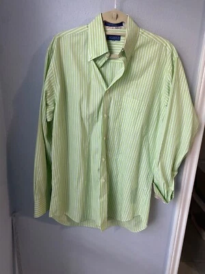 J. McLaughlin Mens Green White Striped Long Sleeve Shirt XL Paisley Flip Cuff - Image 1 of 4