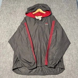 Vintage Adidas Windbreaker Men’s Large Embroidered Pullover 100% Polyester Black - Picture 1 of 12