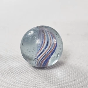 Antique Vintage Caged Swirl Glass Marble Clear Red White Blue Approx 7/8" READ⬇ - Picture 1 of 11