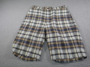 Vintage Polo Ralph Lauren Shorts Mens 32 Gray Plaid Madras Preppy Hipster Cotton - Picture 1 of 12