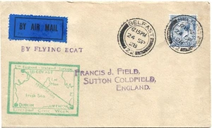 Ireland 1928 2.1/2d Illustrated FFC from Belfast to Sutton Coldfield - Picture 1 of 2