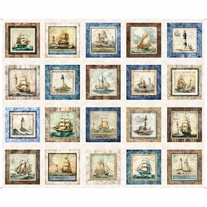 Nautical Patches 36" Panel by Quilting Treasures, 29991-E, Siren's Call - Picture 1 of 1