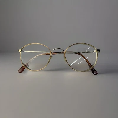 Marchon Autoflex 80 com Flexon 44-19 120 armações de óculos redondas de metal dourado Japão - Imagem 1 de 4