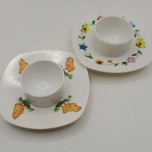 Viking Industrial Plastics Egg Cups Melamine Flowers Chicks Easter Vintage - Picture 1 of 9