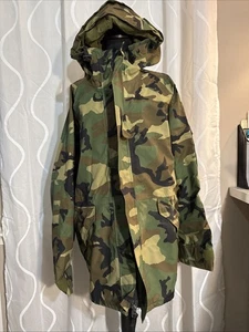 US Army Cold Weather Parka Jacke Medium Regular Woodland Camo Kapuze Goretex - Bild 1 von 20