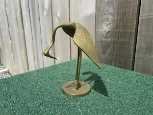 Vintage Brass Standing Heron Egret Whooping Crane Statue Figure - Picture 1 of 6