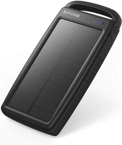 Solar Charger RAVPower 20000mAh Portable Charger Solar Power Bank Dual USB Exter - Picture 1 of 8