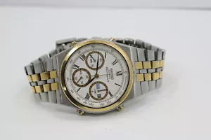 Vintage 1988 - Seiko 7A38-7289 1/10 Sek. Chronograph weißes Zifferblatt Herrenuhr Neu Fledermaus - Bild 1 von 6