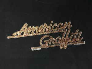 American Graffiti Vintage Glitter T-Shirt Transfer on XL Black Shirt - Imagen 1 de 2
