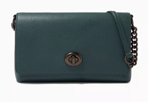 New Coach 1494 Crosstown Crossbody Pebble Leather Bag Forest Green Purse - Picture 1 of 5