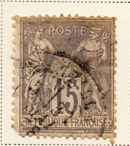 Estampilla gris lila de Francia 1876 15c #69 usada CV $18 envío gratuito después del primer lote - Imagen 1 de 1
