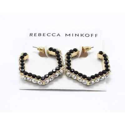 Rebecca Minkoff Womens Hexagon Stone Hoops Earrings #RM235 - Image 1 of 2