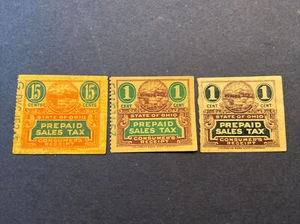 US STATE OF OHIO PREPAID SALES TAX 10 & 1 Cent STAMPS MNH NO GUM - Picture 1 of 2