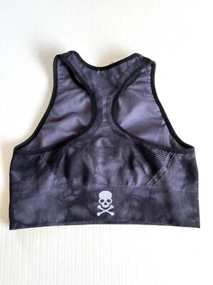 Sutiã de treino Soulcycle sem costura azul preto tingido gola alta regata tamanho M - Imagem 1 de 4