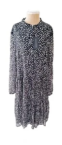Kaleidoscope Ladies Black White Spot Print Dress Size 16 BNWT - Picture 1 of 5
