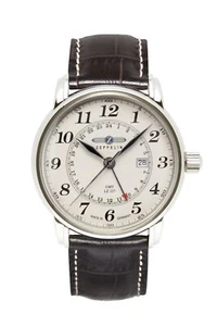 Zeppelin 76425 Men's Quartz Analogue Watch With Dual Time - Silver/Brown - Picture 1 of 4