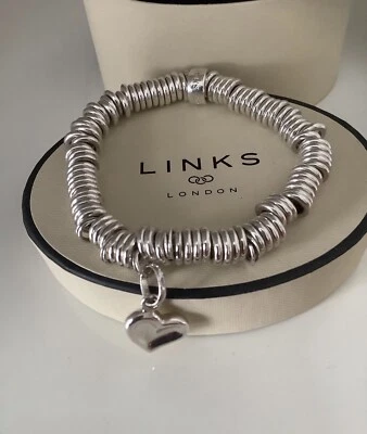 Links of London Sterling Silver Sweetie bracelet Thumbprint heart pendant  - Image 1 of 4
