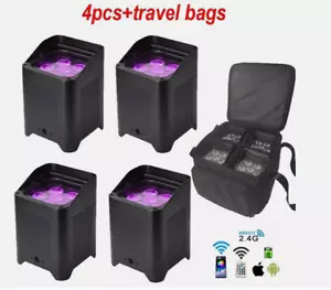6*18W RGBWAUV Wireless DMX IR Battery Wifi Led Par stage uplighting travel bag - Picture 1 of 13
