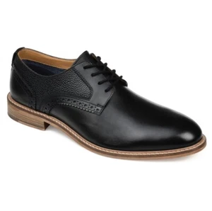 NWB Thomas & Vine Mens Clayton Plain Toe Brogue Derby Shoe 11 Round Toe Black - Picture 1 of 11