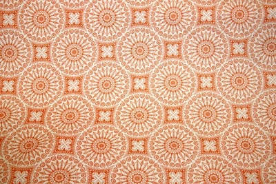 MANDALAS NARANJA Y BLANCO DE PATRICK LOSE - TELA 100% ALGODÓN Foto 1 de 4