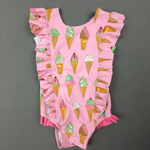 Traje de baño Mud Pie niñas 3T rosa estampado de helado volantes niño pequeño una pieza - Imagen 1 de 6