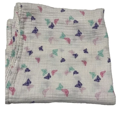 Manta Carter's Butterfly Swaddle Muselina Blanca Púrpura Rosa Verde Envoltura Infantil Foto 1 de 4