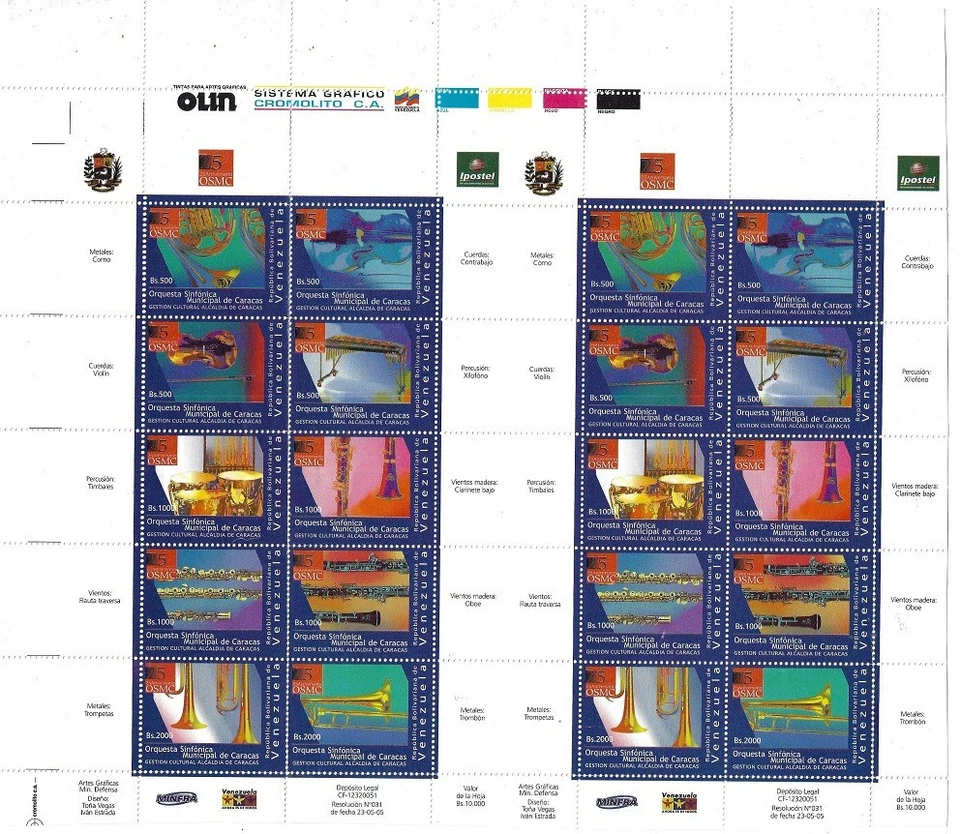 Venezuela: 2005; Scott 1651, prueba de impresión original doble hoja, EBV1731 Foto 1 de 2