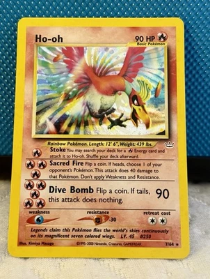 Tarjeta Pokémon Neo Revelation Ho-Oh 7/64 Holograma Raro Foto 1 de 2