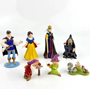 Princesa Blancanieves y los siete enanitos Reina malvada 8 piezas figuras de juguete para adornar pasteles - Imagen 1 de 8