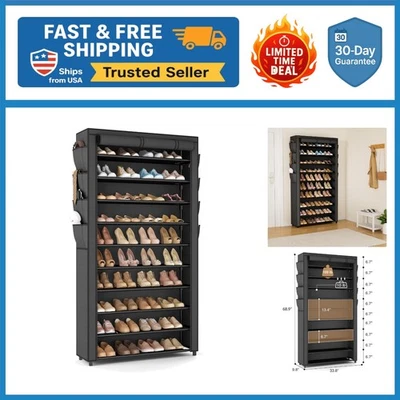 10 Tier Dustproof Shoe Organizer - Large Capacity for 50-55 Pairs, Easy Assembly - Image 1 of 4