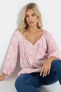 Yours Curve Women's Plus Size Paisley Print Tie Front Top - Picture 1 of 15