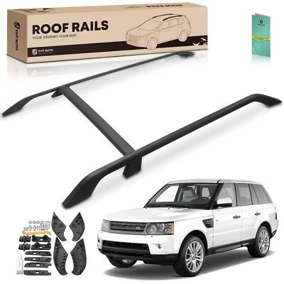 Rieles laterales de techo de aleación de aluminio y nailon negros para Land Rover LR2 2008-2014 Foto 1 de 4