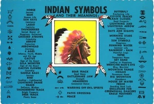 Porträt von indianischen Häuptlingen und Indianersymbolen und ihre Bedeutung Postkarte - Bild 1 von 2