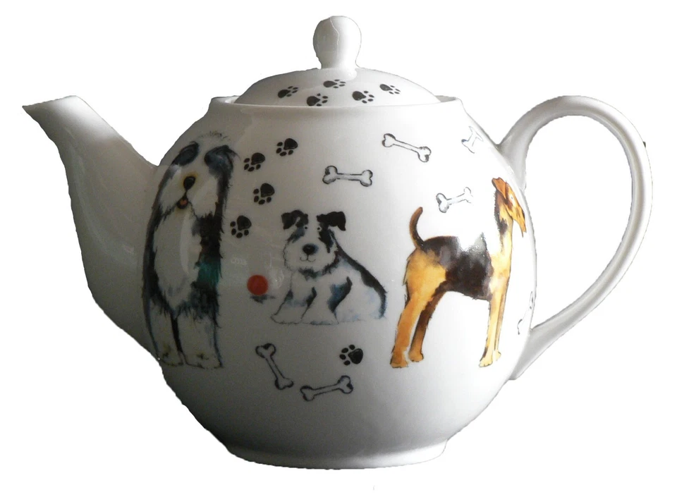 Dogs design 2 cup or 6 cup ceramic teapot or choose milk jug or sugar bowl - Image 1 of 1