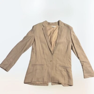 Blazer Helmut Lang Noa 100 % cuero de cordero recortado traje cady tostado para mujer talla 8 Foto 1 de 4