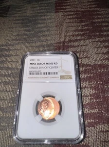 2001 1c Mint Error Ms65 RD - Picture 1 of 2