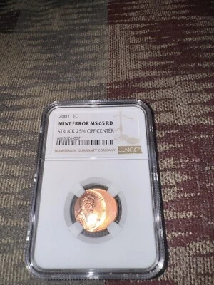 2001 1c Mint Error Ms65 RD  - Image 1 of 2