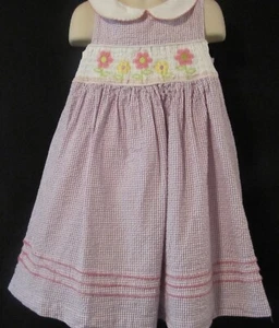 B.T. Kids Sleeveless Purple and White Checked Dress with Flowers Size 5 - Imagen 1 de 3