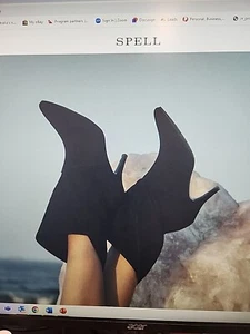 SPELL X BABYANYTHING X ELLE COLLECTION BOOTS Black Suede Slouch Boots - Picture 1 of 9