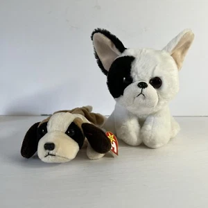 Ty Beanie Babies VTG Bernie w. Tag Oct 3 1996 and 2018 Marcel The French Bulldog - Picture 1 of 13