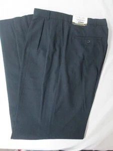 Mens dress pants Black pleated 52 x 31  52 unhemmed Edwards style 2633 poly wool - Bild 1 von 6