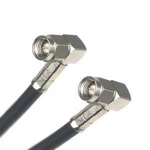 RG-58C Coax Cable Assembly, x2 SMA Right Angle (M) Connectors, 12 ft Length - Picture 1 of 1