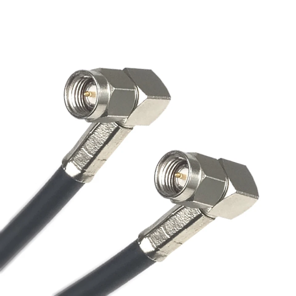 RG-58C Coax Cable Assembly, x2 SMA Right Angle (M) Connectors, 12 ft Length - Image 1 of 1