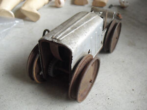 Vintage Tin and Metal Windup Farm Tractor Toy Parts or Repair