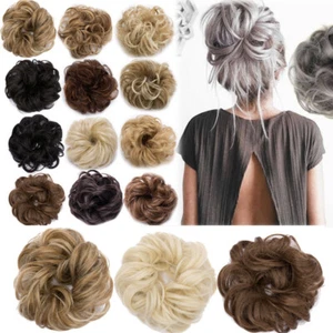 Hair Bun Ponytail Thick Curly Messy Bun Hair Piece Scrunchie Updo Hair Extension - Picture 1 of 29