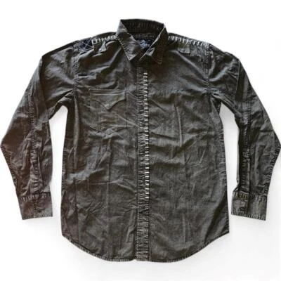 Camisa de vestir para hombre Affliction manga larga abotonada oliva talla Y2K grande Foto 1 de 2